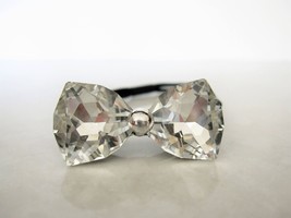 Crystal bow shaped hair tie pony tail holder scrunchie with crystals - £7.15 GBP