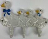 Vintage Circa 1986 Ceramic Duck / Ducklings Blue Bow Wall Key Hanger Hol... - $14.84