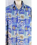 KAI NANI Hawaiian Aloha Camp Shirt Size X-Large Blue Floral Tapa Print - £19.42 GBP