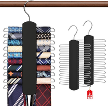 2 Pack Tie Rack for Closet, Premium Wooden Necktie Organizer Storage Tie/Belt Ha - £15.02 GBP