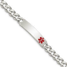 Silver Polished Medical Curb Link ID Bracelet XSM169 - $116.54+