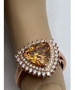 Champagne CZ Trillion /  Simulated Diamonds HALO 14K RG 925 Ring SZ 8 - $47.99 CAD