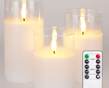 Clear Glass Flameless Candles, Pure White Wax Battery Operated Candles, ... - $39.03
