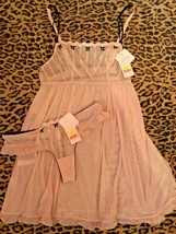 Affinitas G. Grace Babydoll chemise w/ matching thong 7441 skin nude/bla... - $23.36