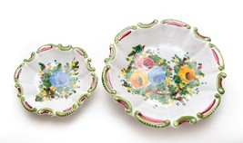 Set of 2 Vintage Made In Italy Wall Hanging Plate Multi Color Floral Design - £17.26 GBP