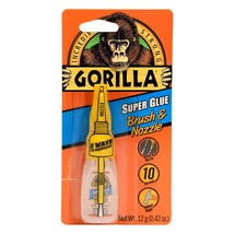 Gorilla Super Glue with Brush &amp; Nozzle Applicator, 12 Gram, Clear, (Pack... - $15.99