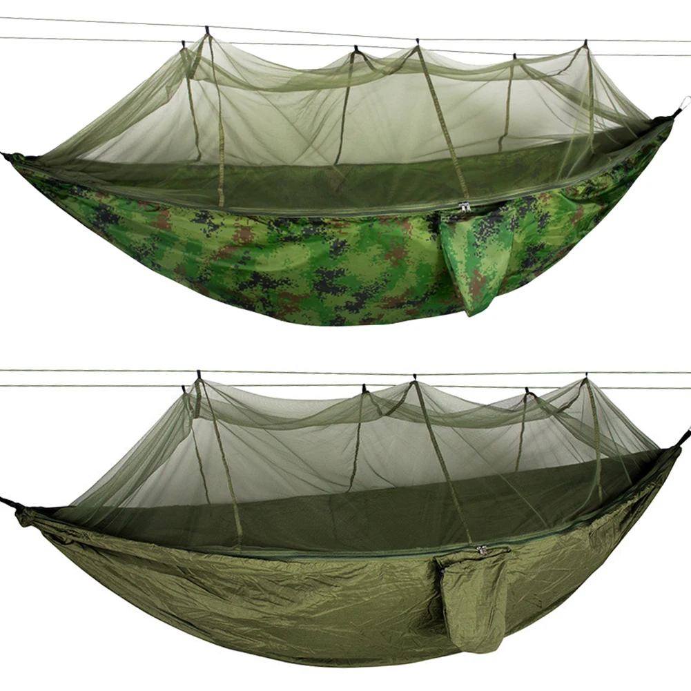 Portable outdoor camping hammock with mosquito net 2 person parachute swing bed thumb200