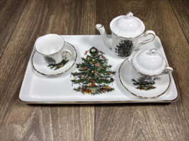 Vintage Child’s Miniature Ceramic Tea Set Japan Christmas Holiday Tree - $19.99