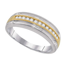 10k Two-tone Gold Mens Round Diamond Wedding Anniversary Band Ring 1/4 Ctw - £313.89 GBP