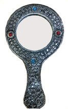 Rastogi Handicrafts German Silver Tone Purse Mirror Hand Mirrors Actress Mack-up - £16.90 GBP