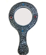 Rastogi Handicrafts German Silver Tone Purse Mirror Hand Mirrors Actress... - $29.53 CAD