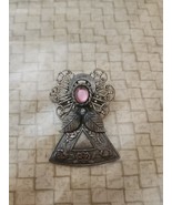 KC Kenneth Cole Antiqued Silver Metal Angel Brooch w/ Pink Faux  Pearl 2... - $28.52 CAD