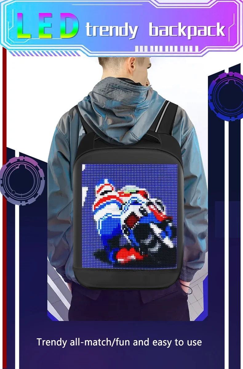 LED Backpack School Travel Bluetooth Led Hard Shell LED Backpack LED Tra... - $110.00