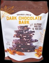 2 Bags Trader Joe&#39;s Dark Chocolate Bark With Almond Pretzel &amp; Sea Salt 10 Oz - £15.81 GBP