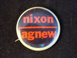 Vintage Political Pinback Nixon Agnew Lower Case Black And Red Pin 1&quot; Tin Litho - £1.63 GBP