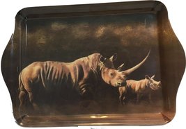 Rhino Small Snack Trinket Tray - Karen Lawrence Rowe &quot;Otoro &amp; Calf&quot; Artwork with - £3.85 GBP