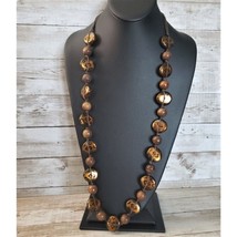 Vintage Necklace - Long Stunning Brown &amp; Animal Print Statement Necklace - $18.99