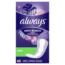 Always Anti-Bunch Xtra Protection Daily Liners Long Unscented Comfort 40... - £9.46 GBP