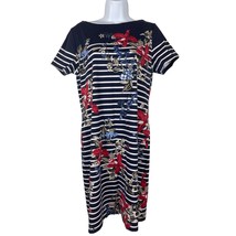 Karen Scott Sport Womens T Shirt Dress Size Medium Blue Floral Striped - £12.94 GBP