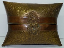 Vintage Arts &amp; Crafts Brass and Copper Woman&#39;s Evening Purse Bag, W 17.5cm - £68.73 GBP