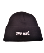 Sno-Way Black Knit Embroidered Winter Hat Beanie Cuffed CAPAMERICA Made ... - $9.49