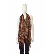Ralph Lauren Floral Long Earthly Hues Brown Beige Scarf Foulard Wrap w. ... - $113.85