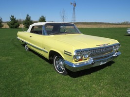 1963 Chevrolet Impala Convertible yellow | 24x36 inch POSTER | classic - £17.92 GBP