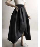 BLACK High-low Taffeta Skirt Outfit Women Plus Size A-line Slit Party Pr... - $85.99