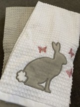 CASABA  KITCHEN TEA TOWELS (2)  bunny RABBIT Butterfly FLOWERS 100% COTTON - £11.94 GBP