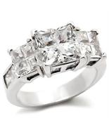 High-Polished 925 Sterling Silver Ring with AAA Grade CZ in Clear Size 10 - £38.56 GBP