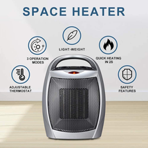 Portable Electric Space Heater Garage Hot Air Fan for Indoor Small Room 750W/150 - £21.99 GBP