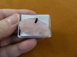 ann-buf-4 Rose quartz crystal gemstone BUFFALO figurine PENDANT necklace... - $12.99