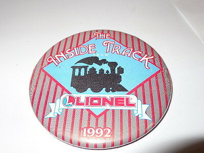 LIONEL RAILROAD CLUB INSIDE TRACK  3&quot; BUTTON 1992  - EXCELLENT SHAPE- H27 - $3.21