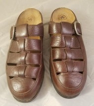 Ariat Brown Leather Horseshoe Buckle Slides Clogs Mules 96825 Women&#39;s Size 6.5 - £23.15 GBP
