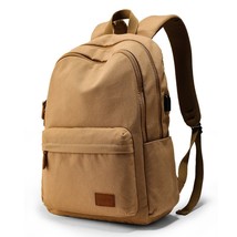 Men Solid Canvas Backpack Male Laptop College Student School Bags For Teenager B - £77.05 GBP