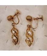Vintage Gold Tone and Faux Pearl Bow Dangle  Earrings - $10.55 CAD