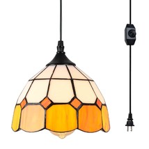 Tiffany Hanging Pendant Light - Dimmable Mini Plug In Light Fixture, Perfect Vin - £74.69 GBP