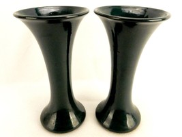 Set of 2 Peters and Reed Bud Vases, Hunter Green, Trumpet Mouth w/Flared... - $146.95