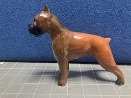 Boxer &quot;Robert Simmons&quot; Large Dog Figurine with Sticker Vintage - $19.33