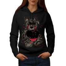 Wellcoda Teddy Bear Love Hurt Womens Hoodie, Blood Casual Hooded Sweatshirt - £29.06 GBP