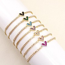 10PCS, Charm Zircon Heart Tennis Chain Bracelet For Women Adjustable Charm Brace - £42.09 GBP