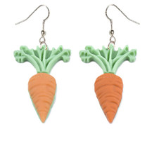 Retro CARROTS DANGLE EARRINGS Bunny Rabbit Food Country Vegetable Garden... - $4.87