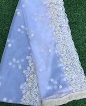 White Mesh, Tulle Embroidered Bridal Fabric, Veil, Wedding Dupatta - DP2012 - £15.73 GBP