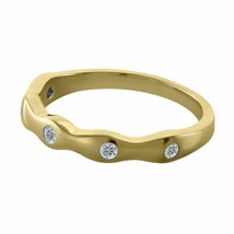 Station Style Wedding Band Ring 14K Yellow Gold Plated 0.13Ct Round Cut Diamond - £89.67 GBP
