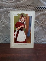 1905 UNUSED POSTCARD Girl Listening on Candlestick Telephone Phone Party... - £5.41 GBP