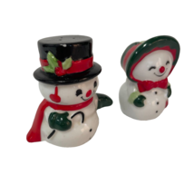 Mr And Mrs Snowman Salt And Pepper Shakers Christmas Holiday Set Vintage... - $10.83