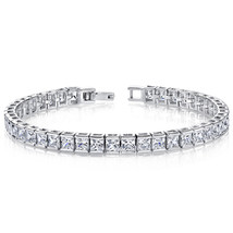 Sterling Silver Princess Shape CZ Bracelet - £165.67 GBP