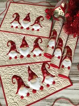 Quilted Christmas gnomes placemats, Set of 6, Quilted Xmas gnomes table runner - £119.82 GBP