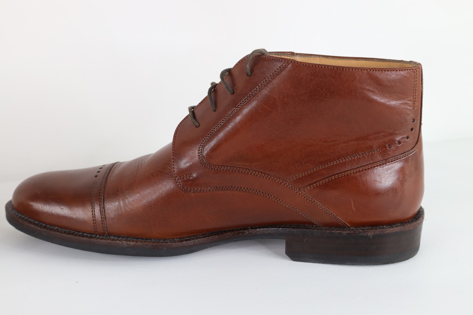 Johnston & Murphy Mens 10 Sheepskin Leather Toe Cap Chukkas Chukka Boots Brown Item image 6