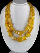 YELLOW CHALCEDONY BEADS FACETED 2 L 1747 CTS GEMSTONE BEADED FASHION NEC... - $423.94